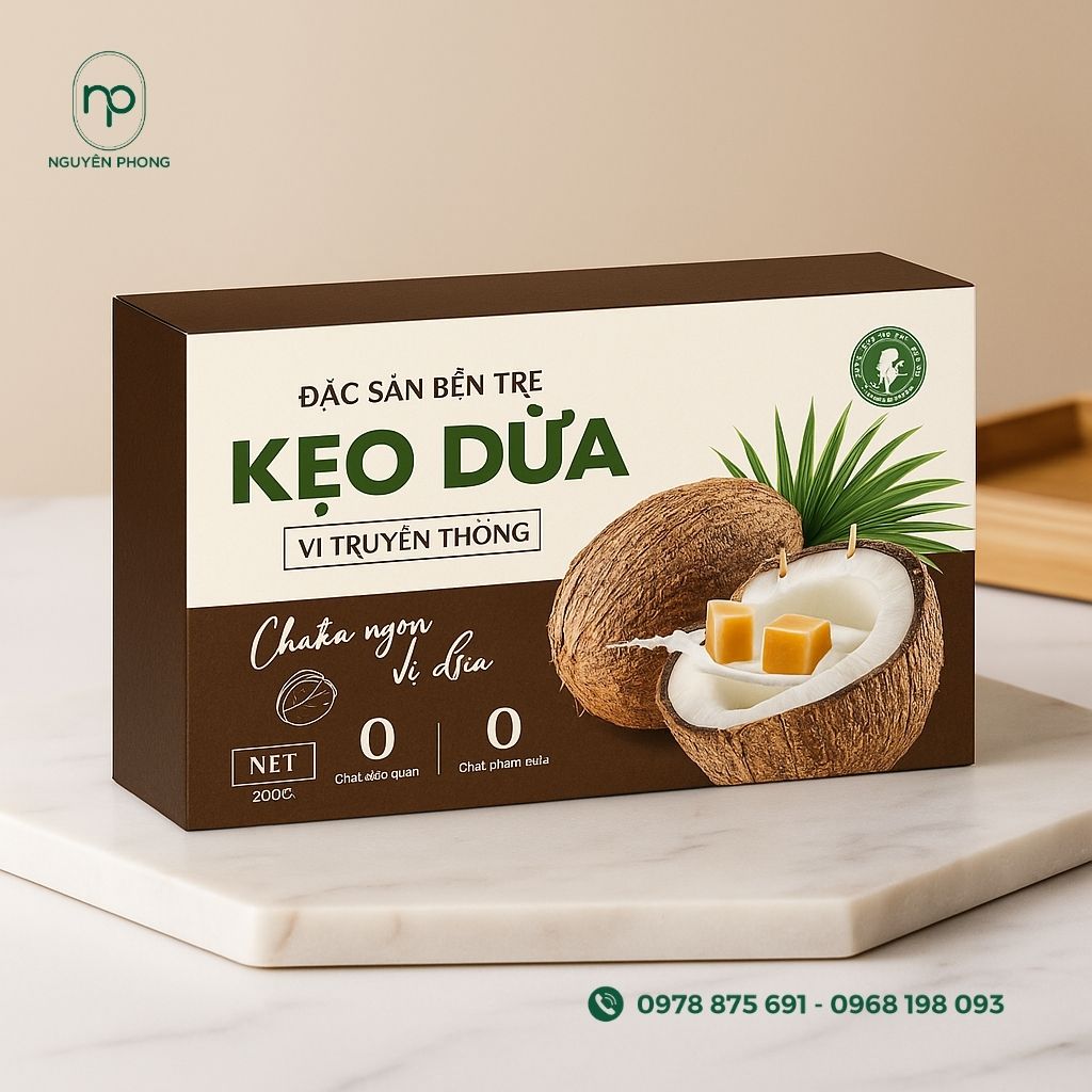 Hộp đựng kẹo dừa bến tre